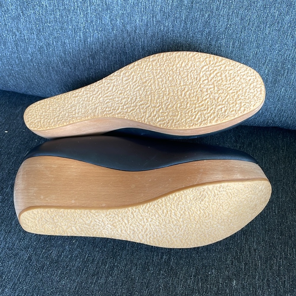 Black Leather Platform Clogs - image 8